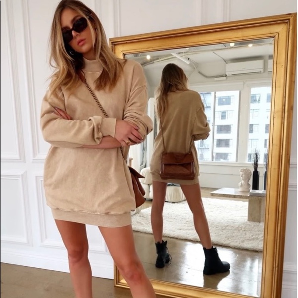Come and Go Tan Sweatshirt Dress - NWT